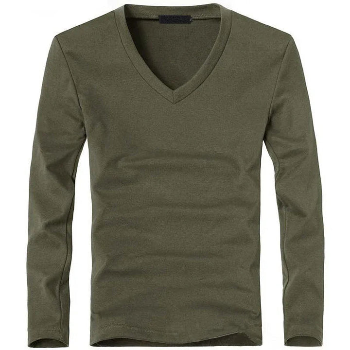 Herren Langarmshirt | Slimfit | V-Ausschnitt | Sommer