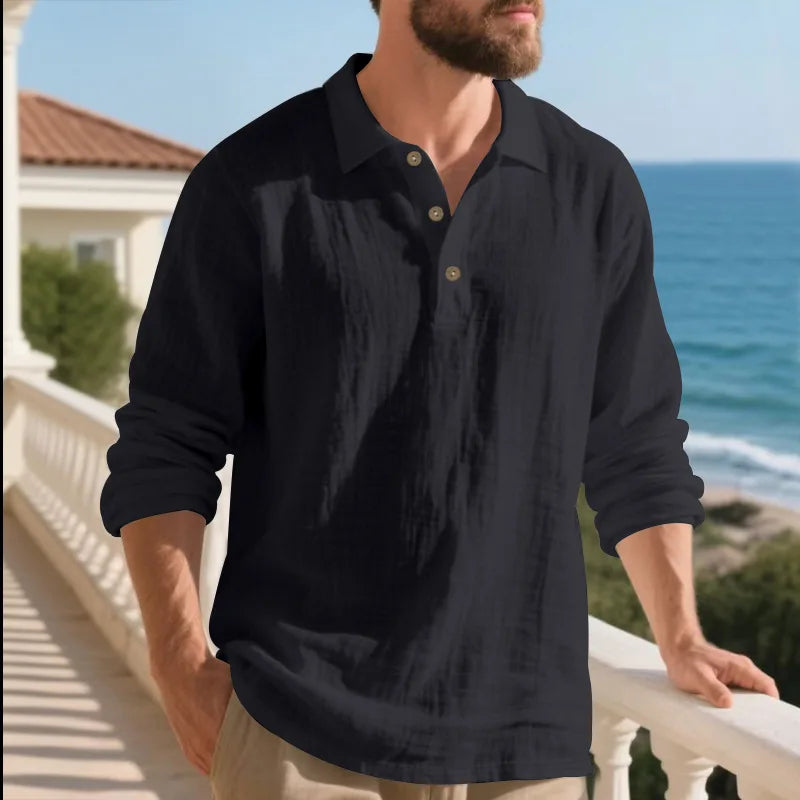 Herren Hemd | Straight | Lange Ärmel Mit Knöpfen | Sommer