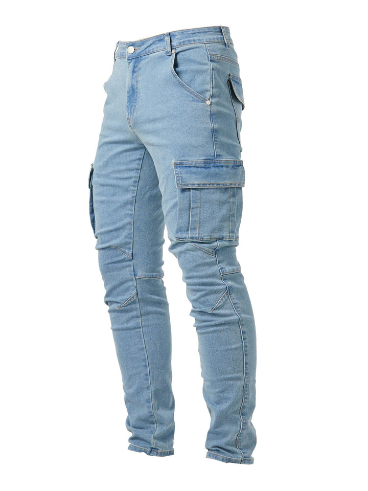 Herren Cargo Jeans – Slim Fit – Stretch Denim – Mehrere Taschen – Casual Stil