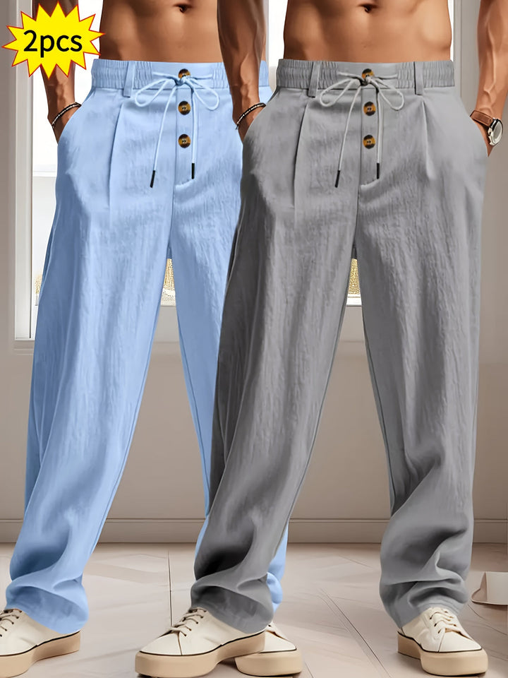 Herren Hose | Weite Beine | Mit Kordelzug | Sommer