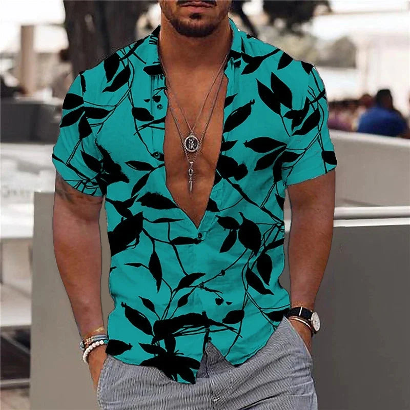 Herren Shirt | Kurzarm | Tropenprint | Sommer
