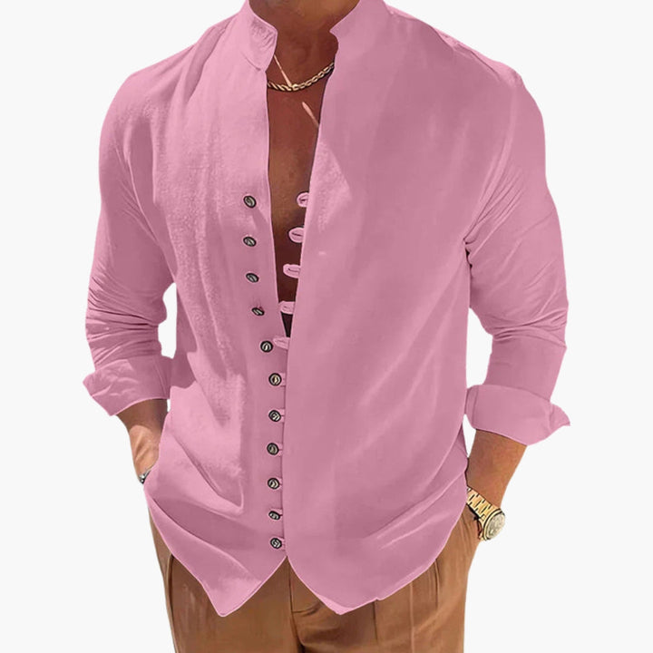 Herren Leinenhemd | Stehkragen | Knopfleiste | Sommer