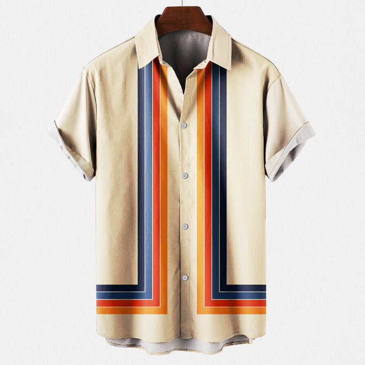 Herren Hemd | Retro | Kurzarm Mit Knöpfen | Frühling