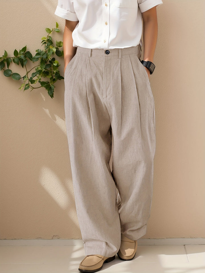 Herren Hose | Weite Beine | Mit Knopfverschluss | Sommer