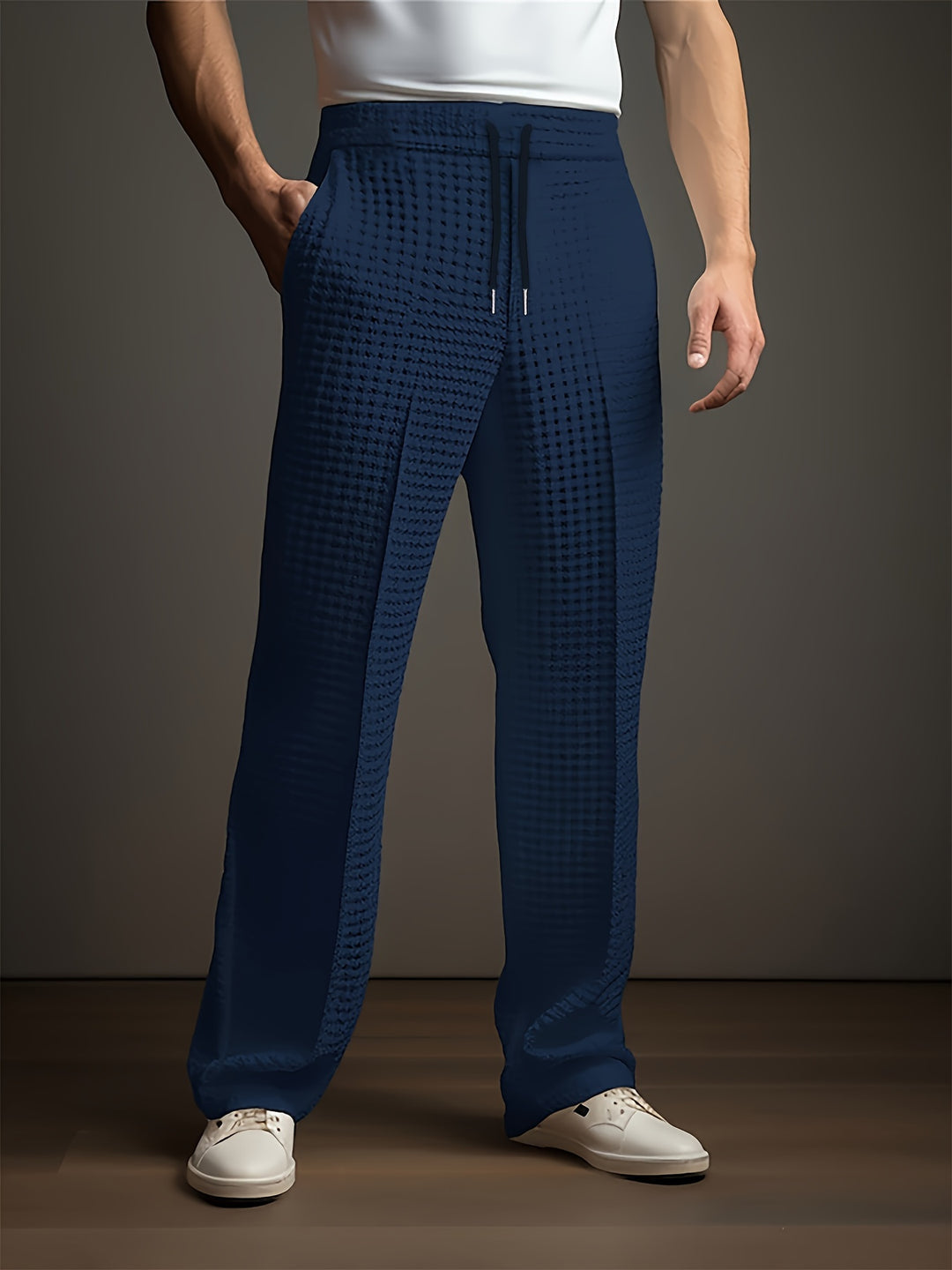 Herren Hose | Straight | Mit Kordelzug | Sommer Strukturiert