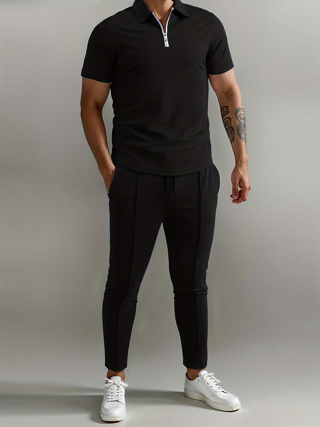 Herren Set | Slimfit | Mit Reißverschluss | Sommer Mono