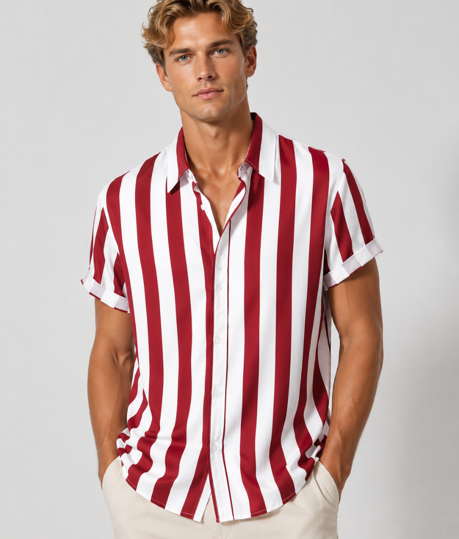 Herren Shirt | Breite Streifen | Klassischer Kragen | Sommer
