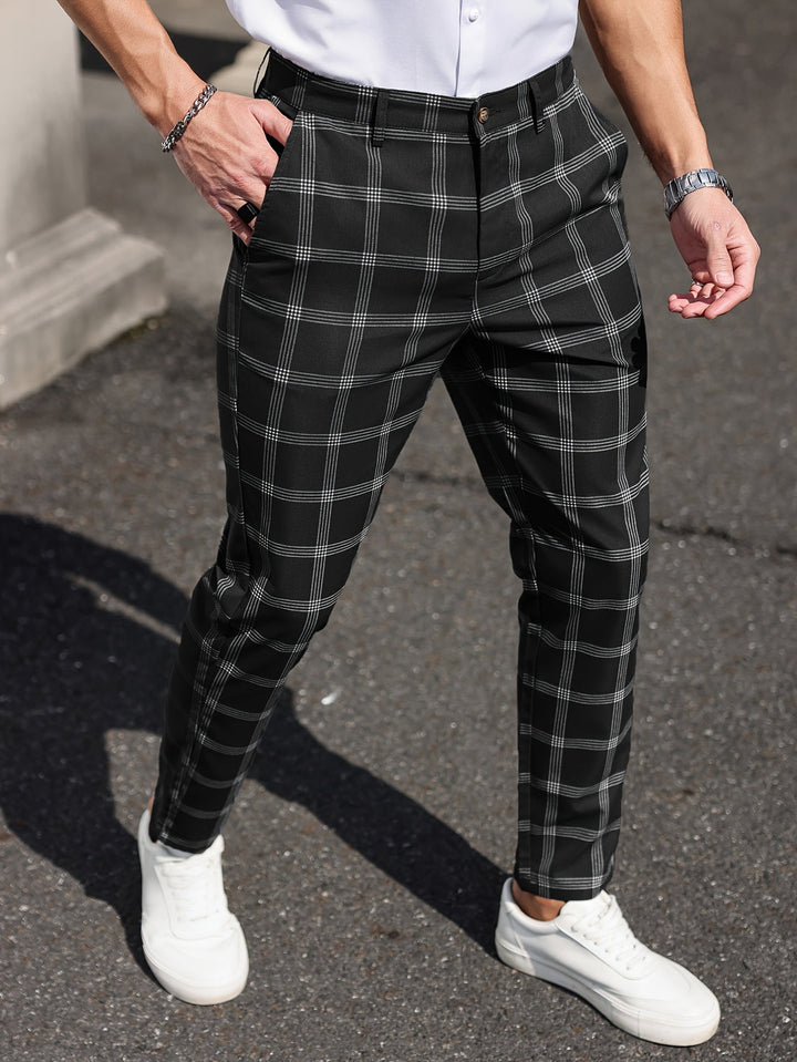 Herren Hose | Slimfit | Mit Knopfverschluss | Frühling Kariert