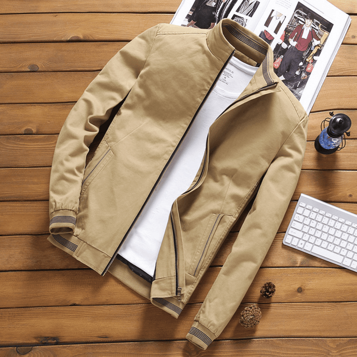 Herren Jacke | Slim Fit Baumwolle | Reißverschluss & Seitentaschen | Kurzes Modell