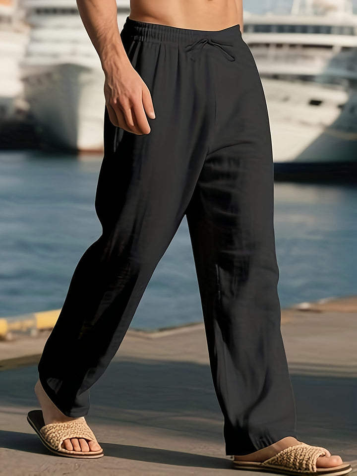 Herren Hose | Weite Beine | Mit Elastikbund | Sommer