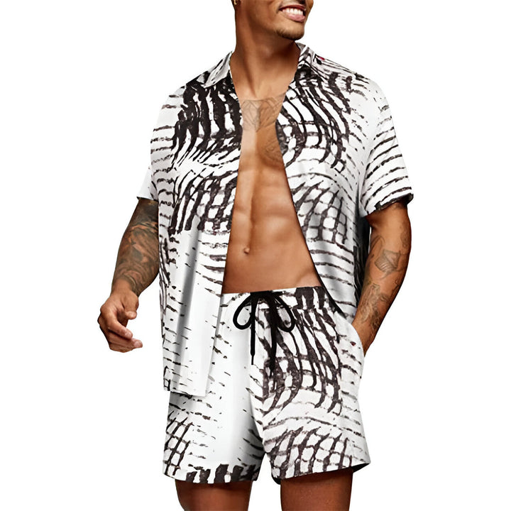Herren Set | Oversized | Mit Kordelzug | Muster Freizeit Sommer