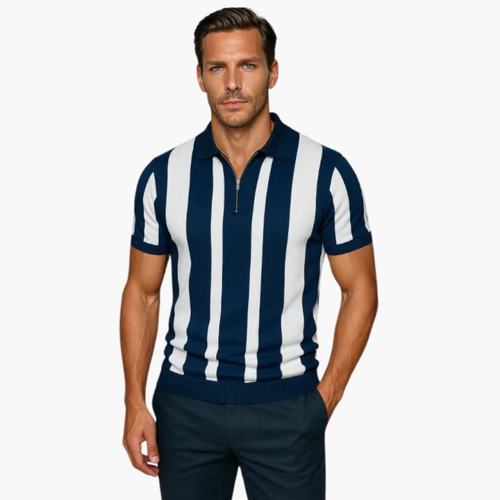 Herren Poloshirt | Gestreiftes Design | Reißverschluss | Sommer