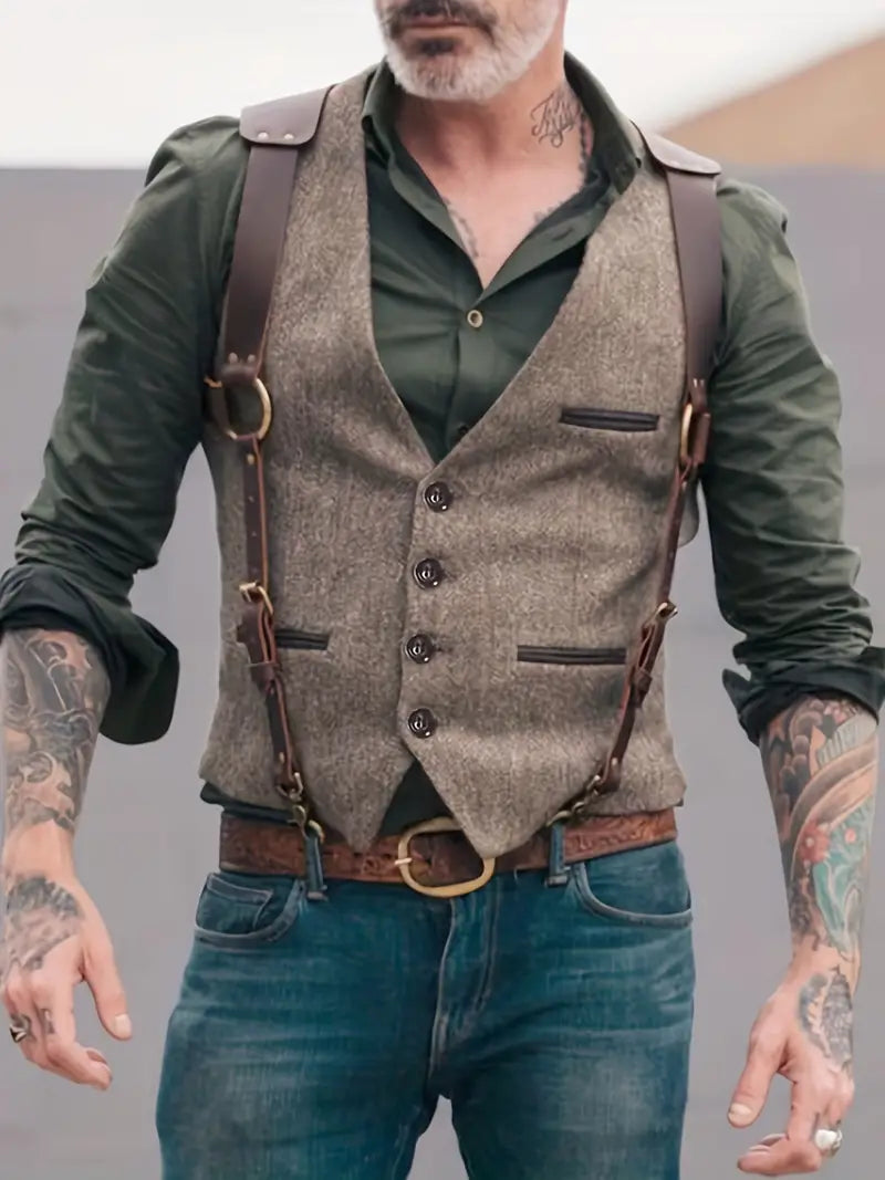 Herren Weste | Vintage Patchwork Weste | Reversible Bodywarmer