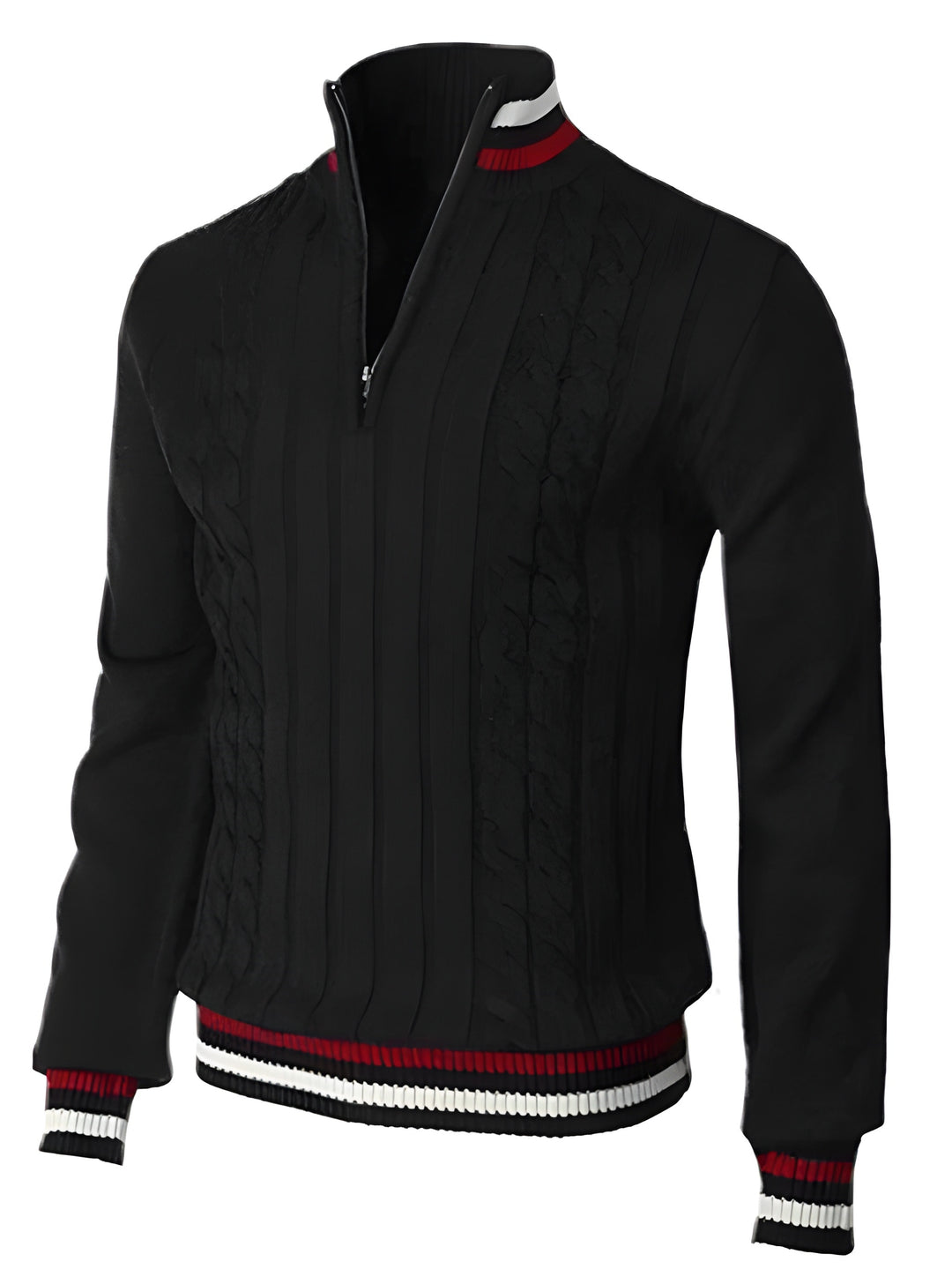 Herren Pullover | Turtleneck mit Reißverschluss | Chunky Strickdesign | Slim Fit | Polyester