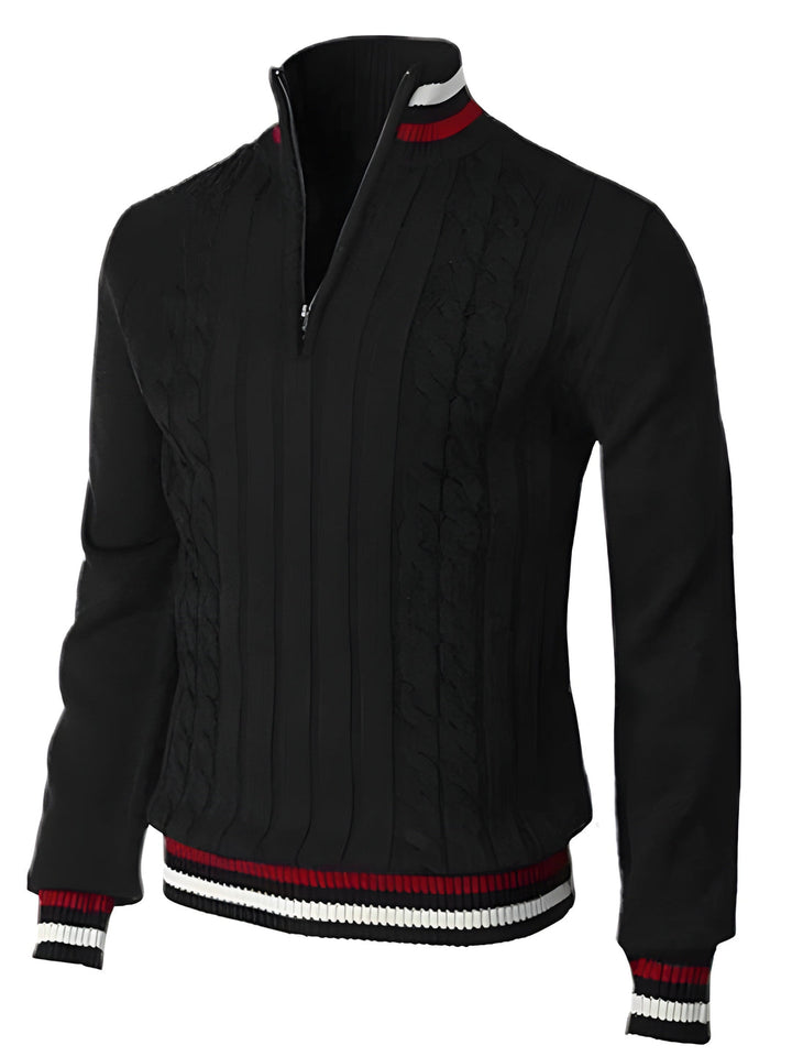 Herren Pullover | Turtleneck mit Reißverschluss | Chunky Strickdesign | Slim Fit | Polyester