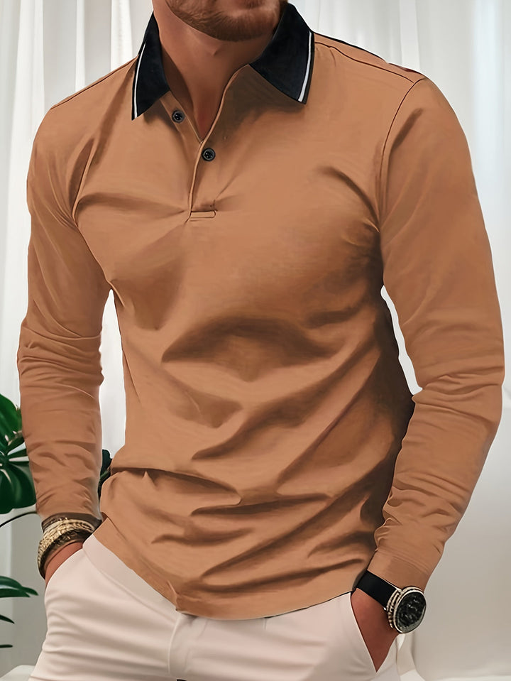 Herren Casual Rugbyshirt | V-Ausschnitt & Lange Ärmel | Frühling & Herbst | Polo