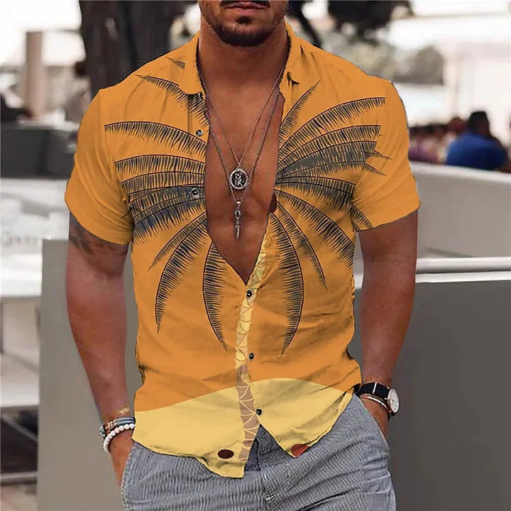 Herren Shirt | Botanisches Muster | Strandstil | Sommer