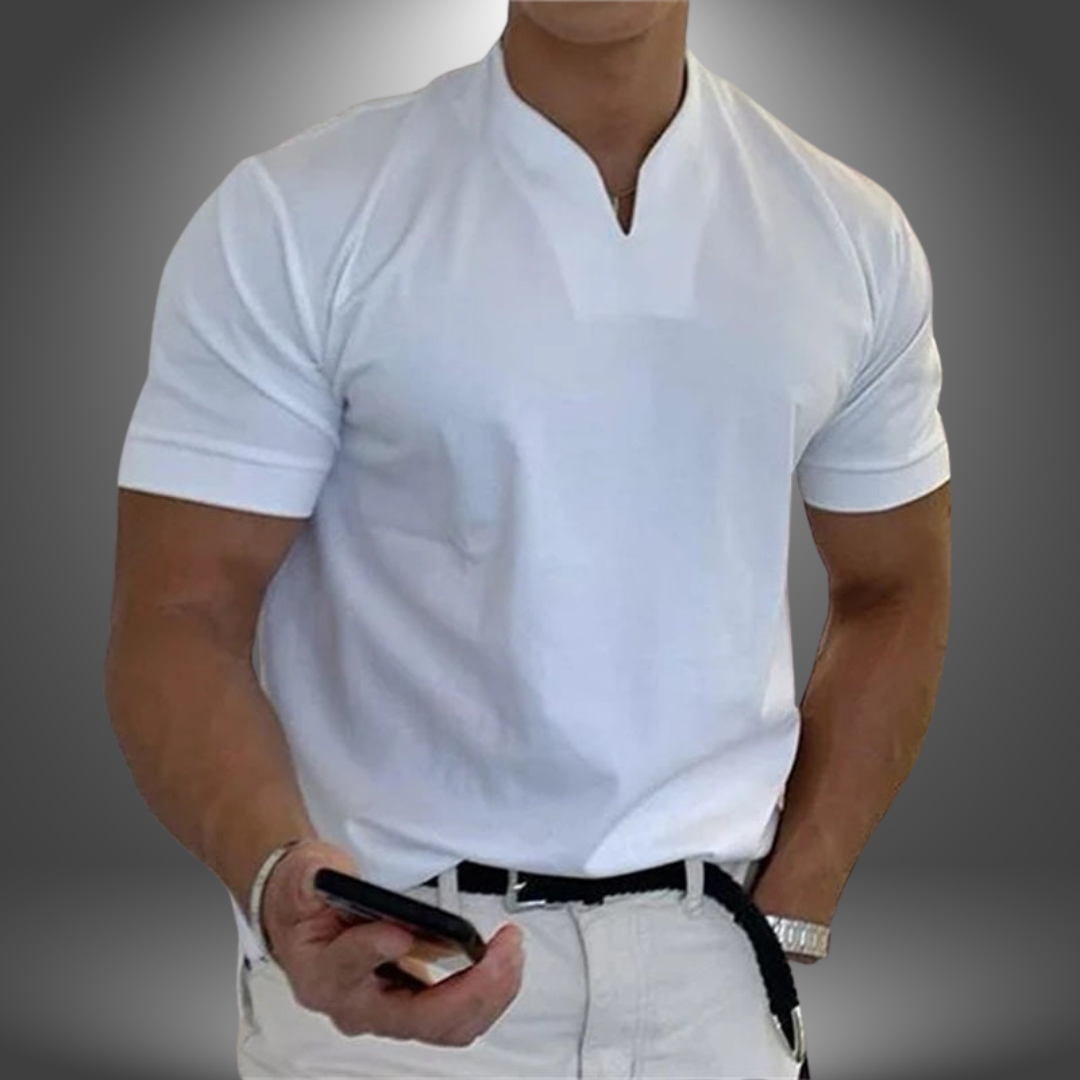 Herren T-Shirt | Gerade Passform | Stehkragen | Sommer