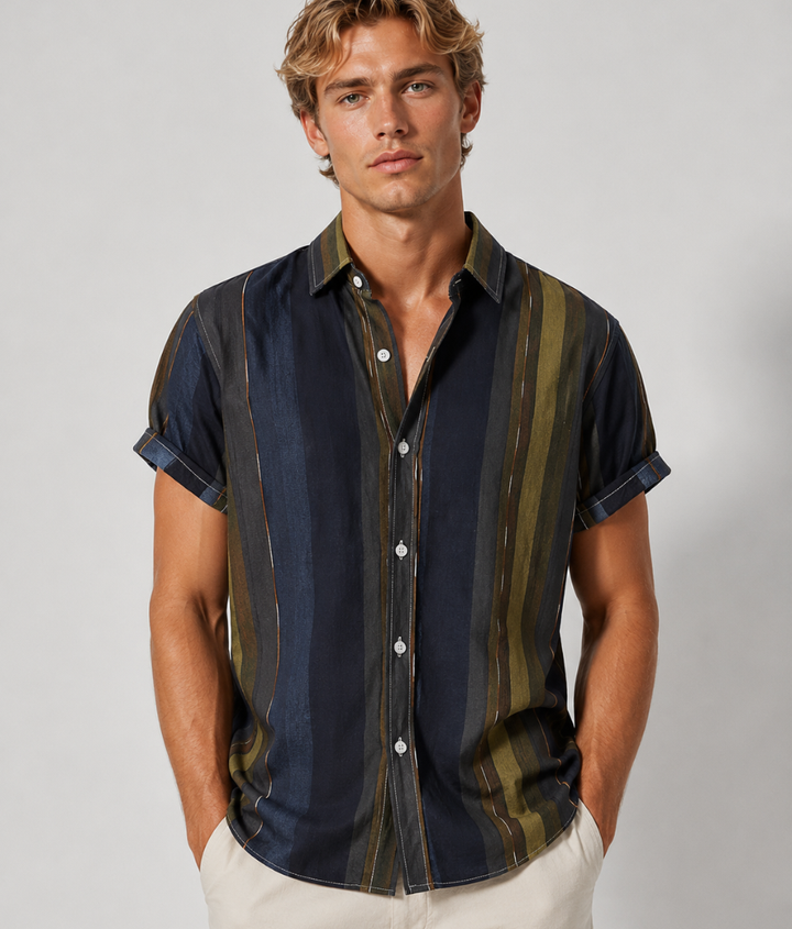 Herren Shirt | Breite Streifen | Klassischer Kragen | Sommer