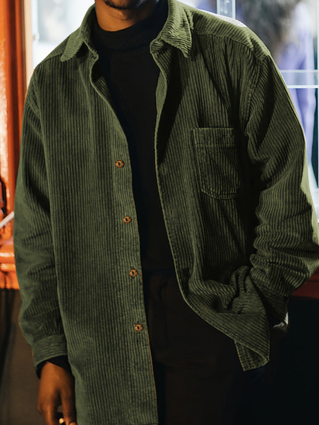 Herren Kordjacke | Lässiger Stil | Langarm Design | Herbst