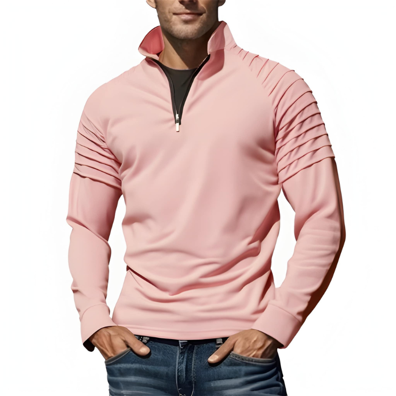 Pullover Herren | Half Zip Herren Pulli | Geripptes Schulterdesign