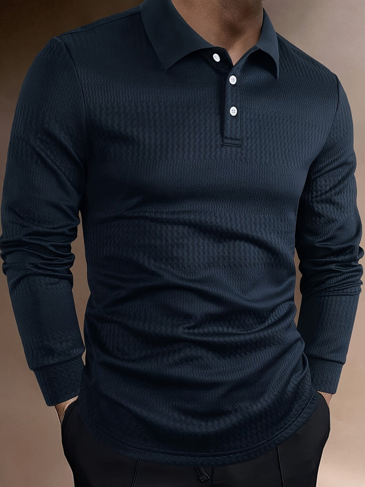 Herren Poloshirt | Strukturdesign | Langarm | Sommer