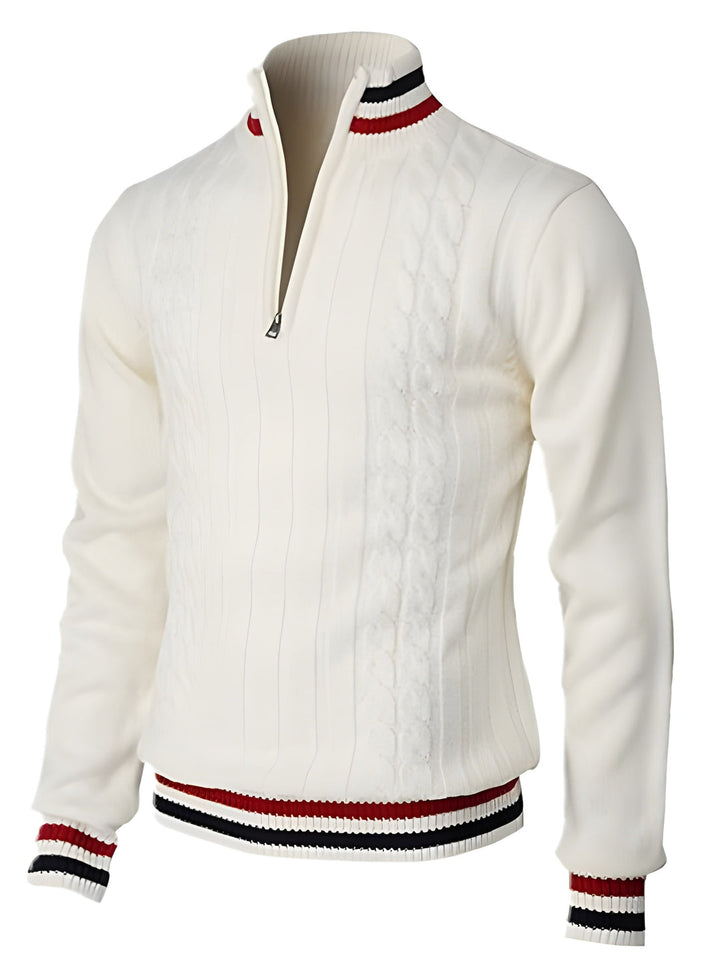 Herren Pullover | Turtleneck mit Reißverschluss | Chunky Strickdesign | Slim Fit | Polyester