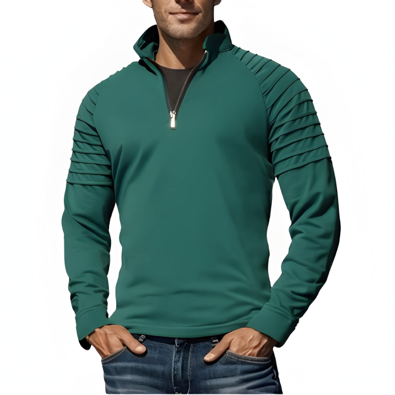 Pullover Herren | Half Zip Herren Pulli | Geripptes Schulterdesign