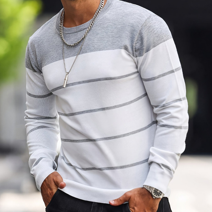 Strickpullover Herren | Langarm | Streifen Muster Pulli
