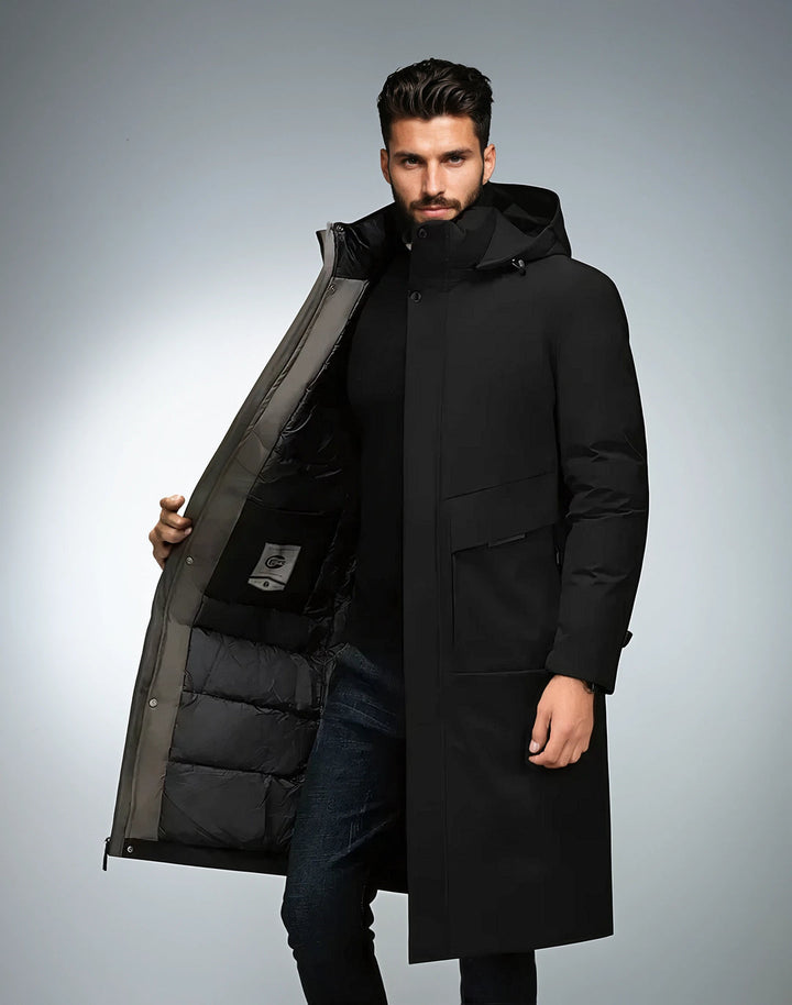 Herren Wintermantel | Elegant | Mit Kapuze | Lang