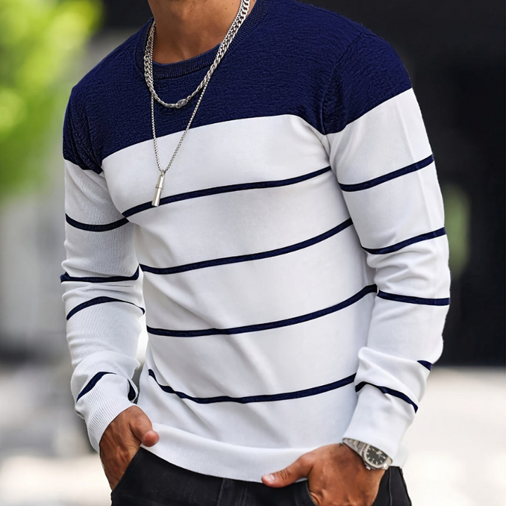 Strickpullover Herren | Langarm | Streifen Muster Pulli