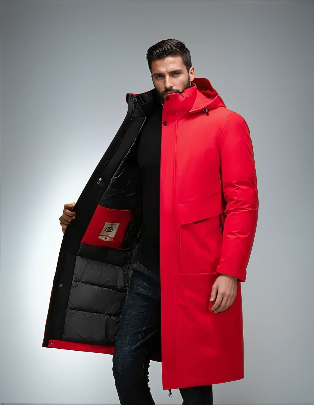 Herren Wintermantel | Elegant | Mit Kapuze | Lang