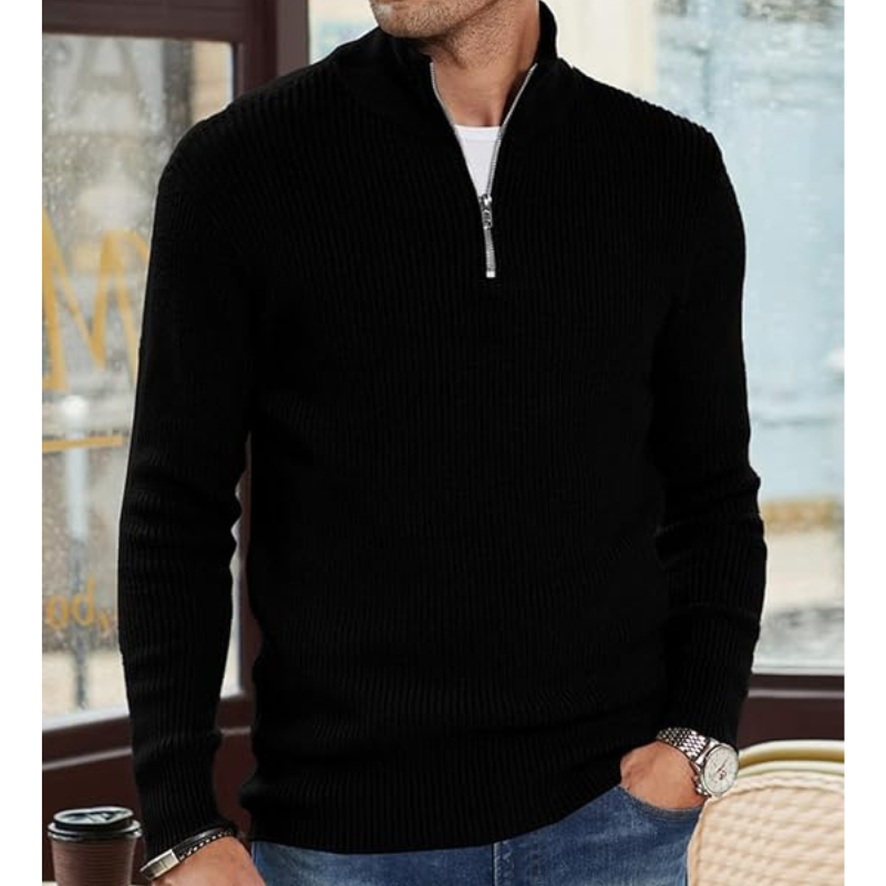 Pullover Herren | Half Zip Strickpullover | Herren Pulli Look