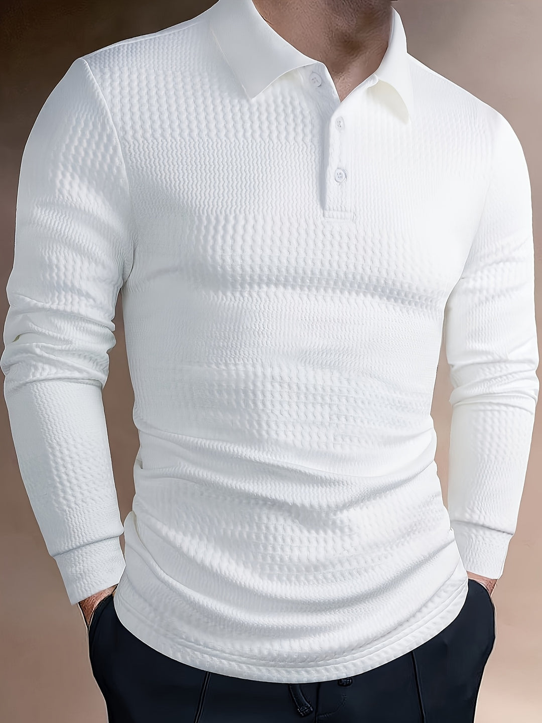 Herren Poloshirt | Strukturdesign | Langarm | Sommer