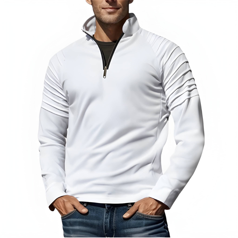Pullover Herren | Half Zip Herren Pulli | Geripptes Schulterdesign