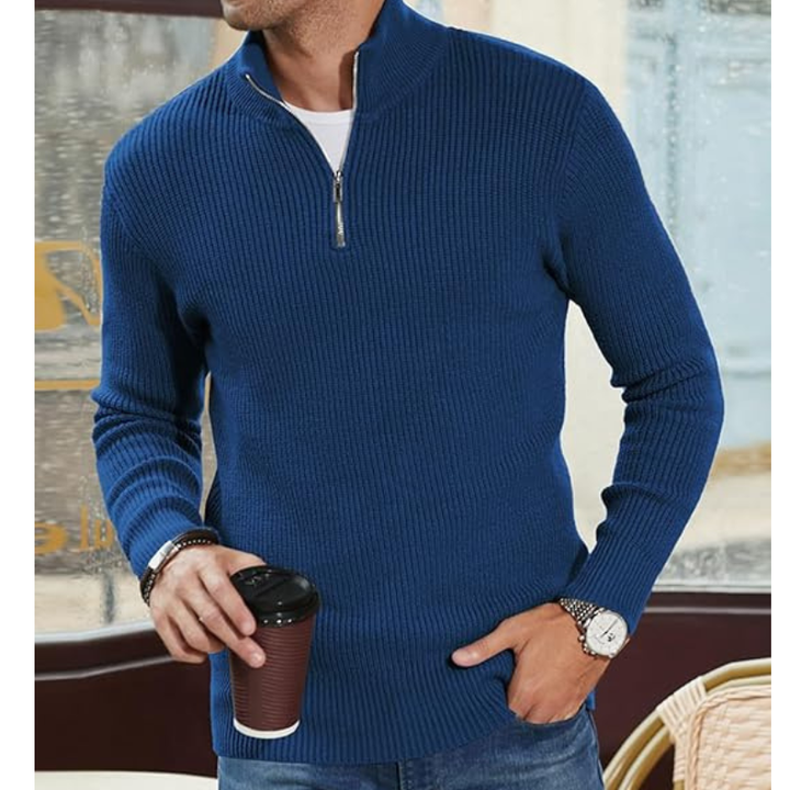 Pullover Herren | Half Zip Strickpullover | Herren Pulli Look