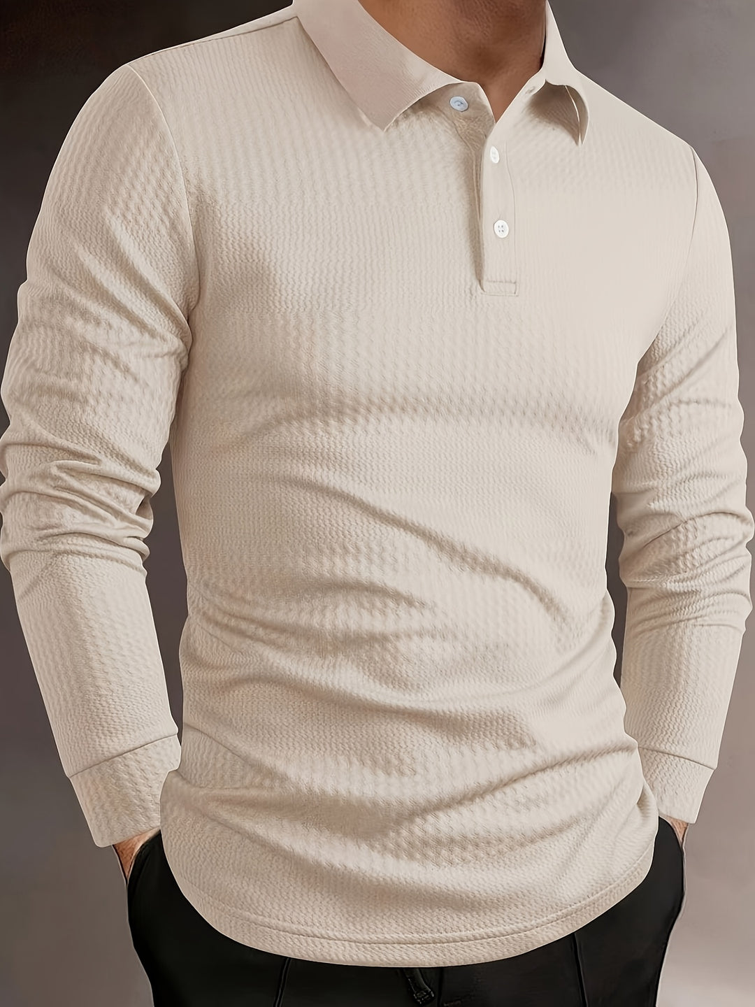Herren Poloshirt | Strukturdesign | Langarm | Sommer