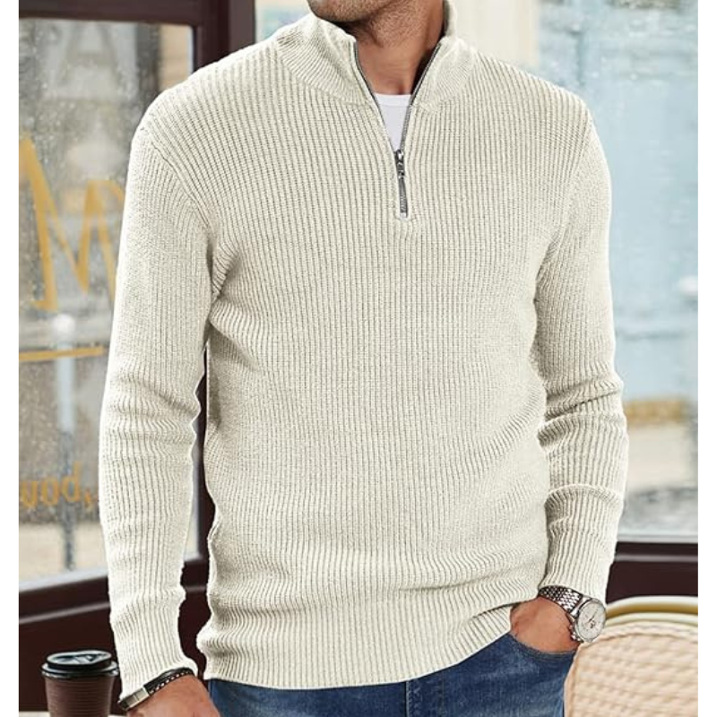 Pullover Herren | Half Zip Strickpullover | Herren Pulli Look