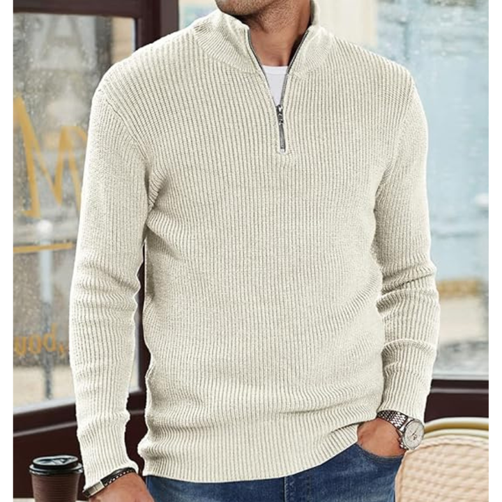 Pullover Herren | Half Zip Strickpullover | Herren Pulli Look