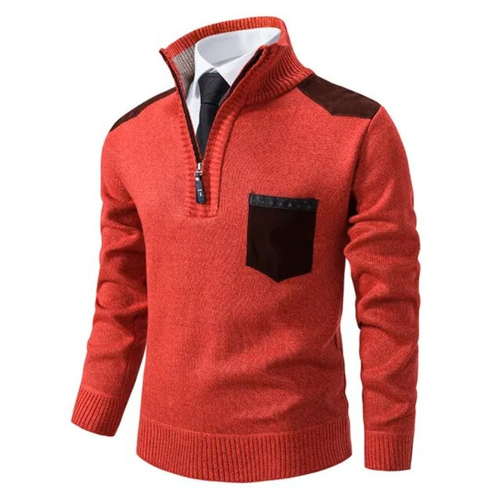 Herren Strickpullover | Rollkragen mit Reißverschluss | Fleecegefüttert