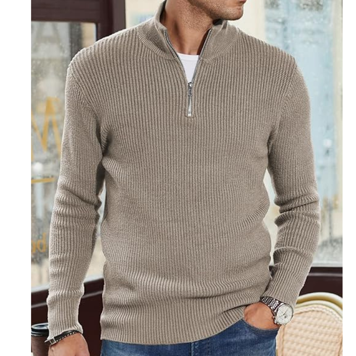 Pullover Herren | Half Zip Strickpullover | Herren Pulli Look