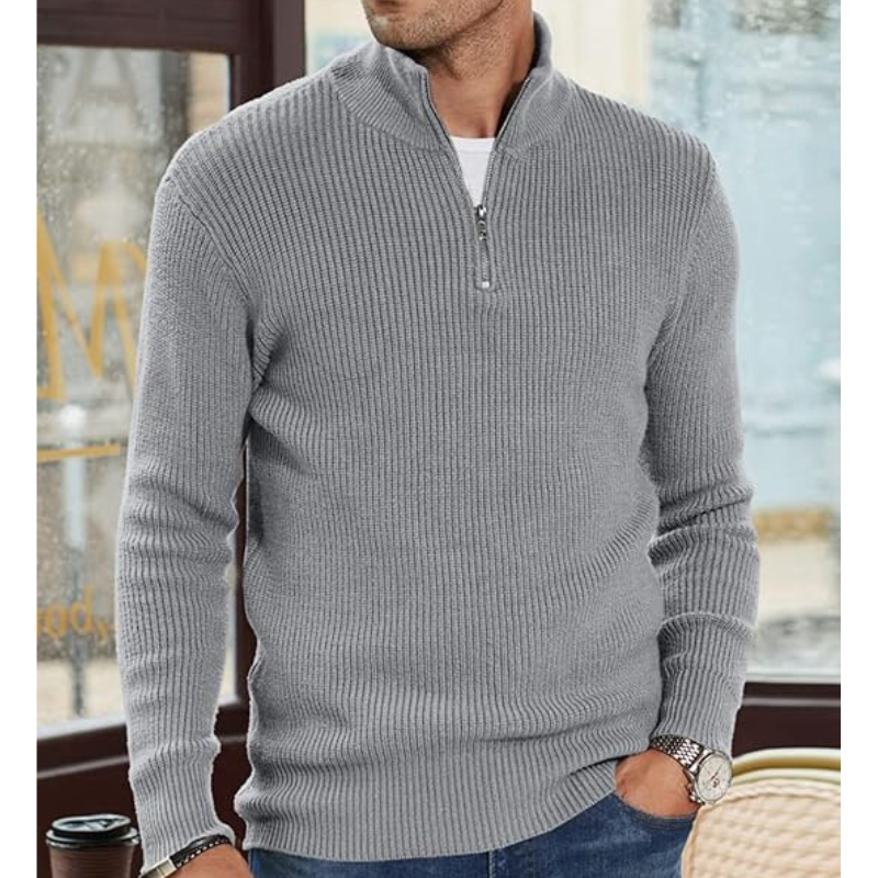 Pullover Herren | Half Zip Strickpullover | Herren Pulli Look