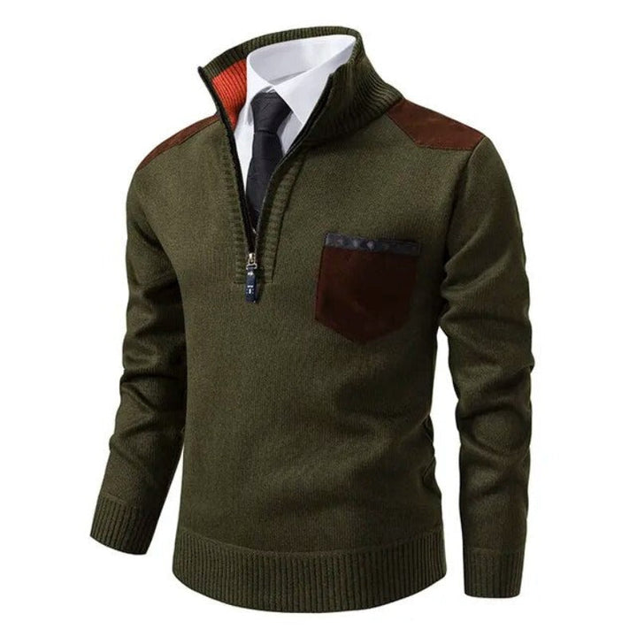 Herren Strickpullover | Rollkragen mit Reißverschluss | Fleecegefüttert