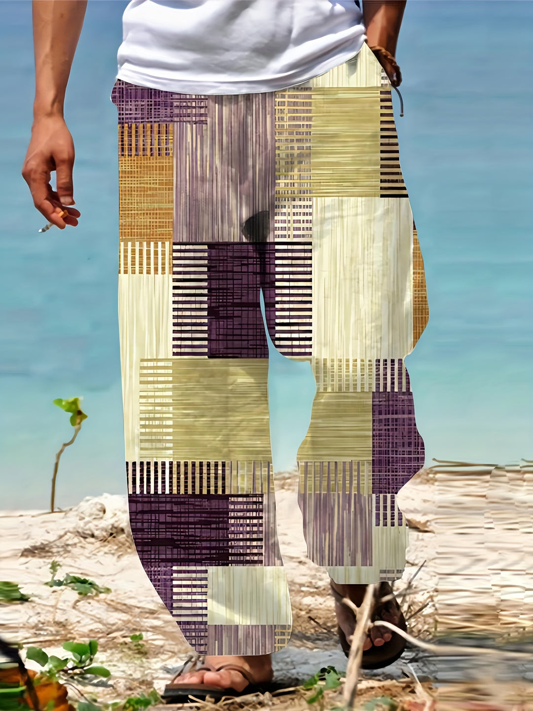 Herren Hose | Weite pijpen | Print | Sommer