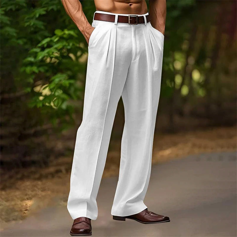 Herren Hose | Elegant | Mit Bundfalten &amp; Knopf | Sommer