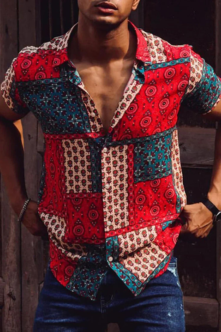 Herren Hemd | Slimfit | Kurzarm | Sommer Patchwork