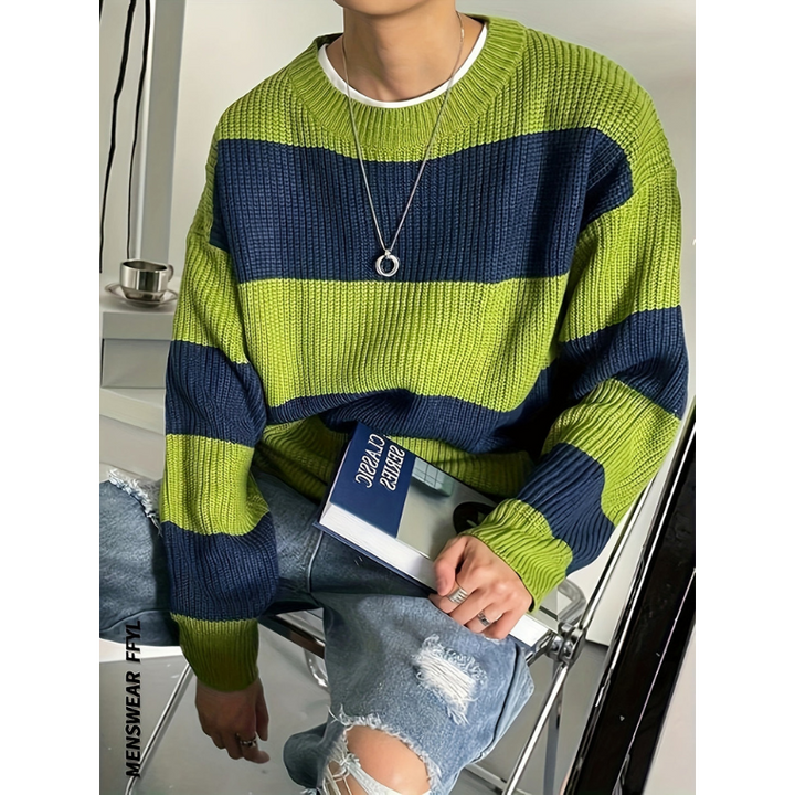 Sweatshirt Herren | Pullover Kontrast Design | Lockerer Freizeit Look