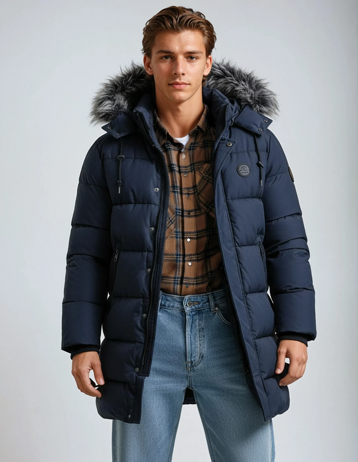Jacke Herren | Winterjacke Herren Lang | Warm Gefüttert Casual Style