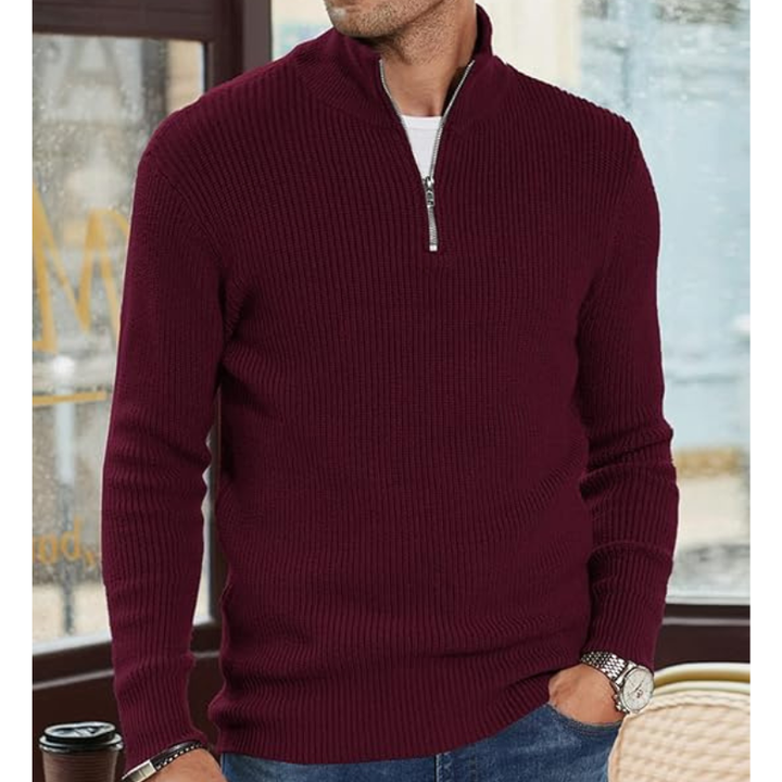 Pullover Herren | Half Zip Strickpullover | Herren Pulli Look