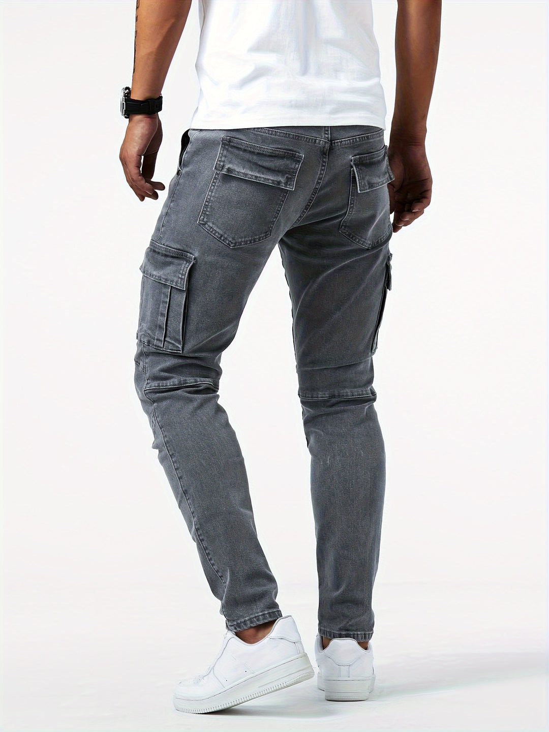 Herren Cargo Jeans – Slim Fit – Stretch Denim – Mehrere Taschen – Casual Stil